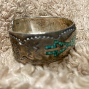 Vintage Silver Cuff & Turquoise Bracelet